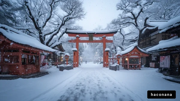 雪景色の神社の風景 雪景色の神社の風景