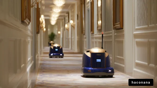 ホテルの廊下を走るロボット
