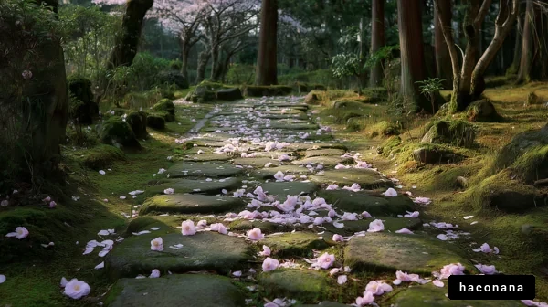 花びら舞う静かな小道