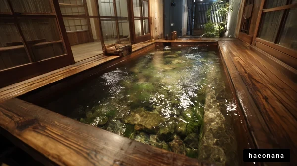 木の温かみを感じる風呂場