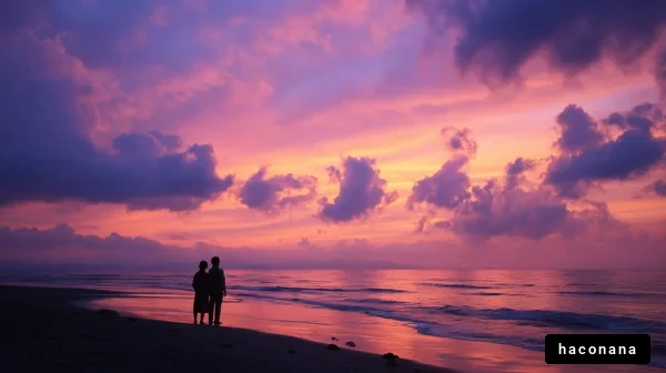 夕焼けの海辺でのひととき