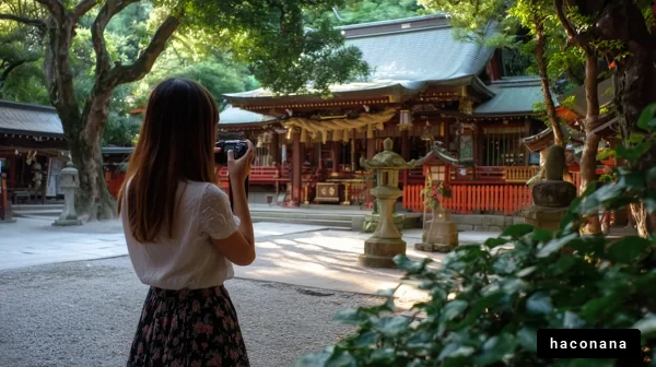 神社での写真撮影