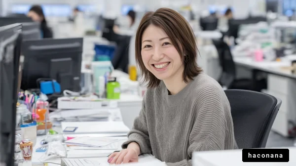 オフィスで微笑む女性