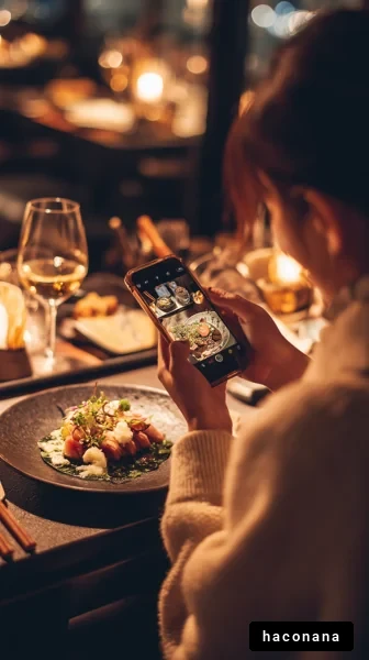夜景のレストランでの食事