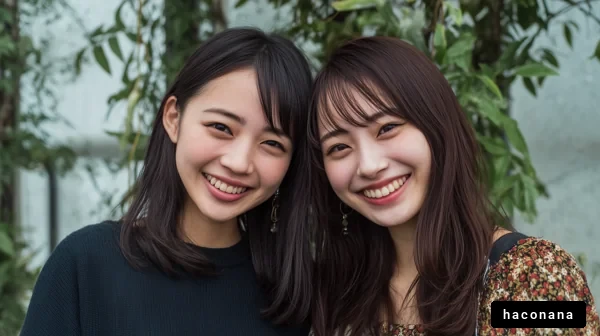 笑顔の女性二人の写真