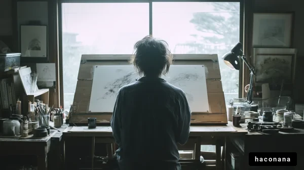 アートスタジオでの創作風景