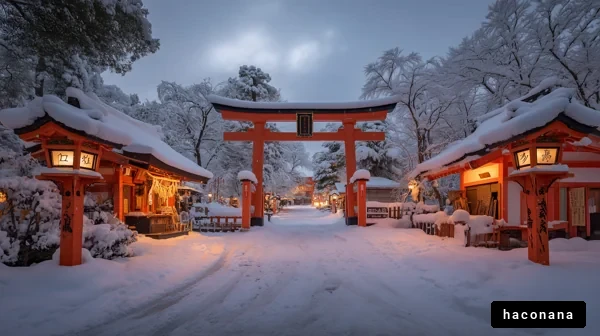 雪に包まれた神社の風景 雪に包まれた神社の風景