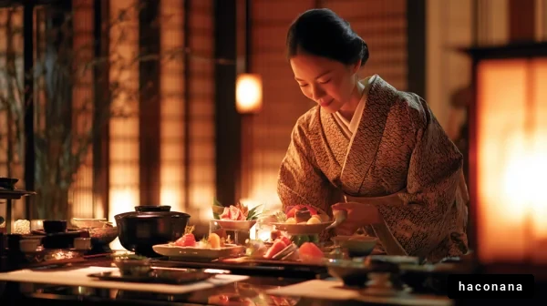 和食を楽しむ女性