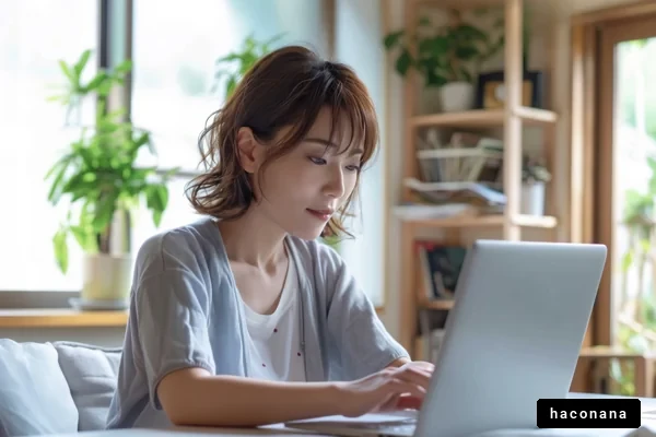 自宅で仕事をする女性