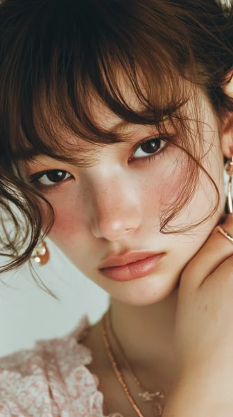 ナチュラルメイクの若い女性ポートレート