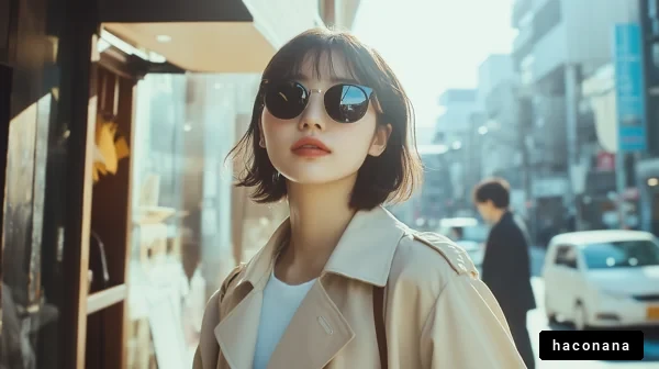 街中での女性のポートレート