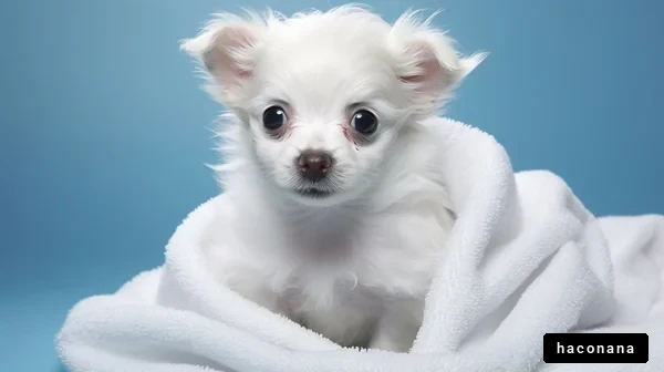 白い子犬の可愛らしい姿