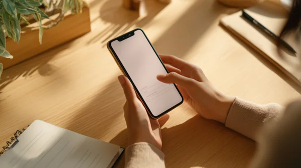 スマートフォンを操作する女性の手