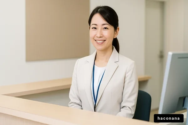 受付の女性とビジネスシーン