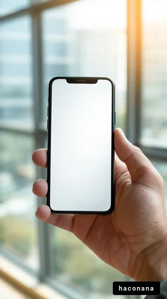 手に持つスマートフォン