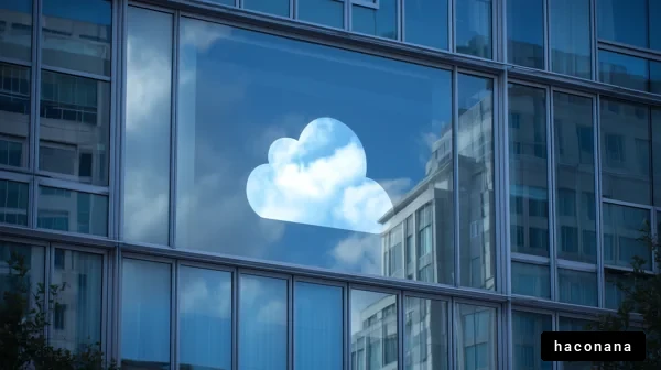 ビルの窓に映る雲