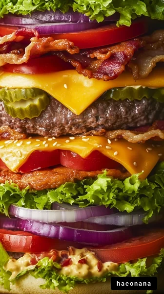 ボリューム満点のハンバーガー