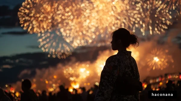 花火を楽しむ夜空の下
