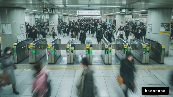 駅の混雑した光景
