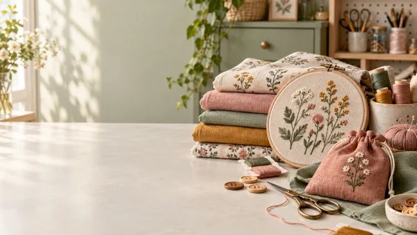 刺繍フープと手芸用品の静物