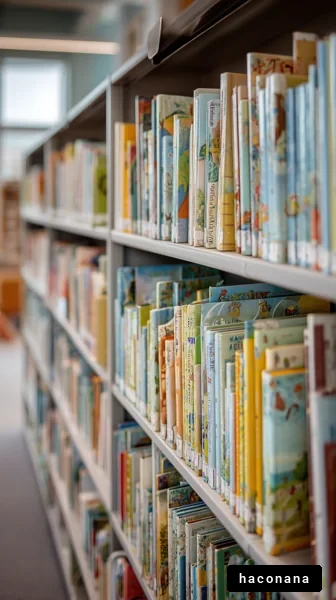 カラフルな図書館の本棚