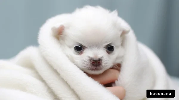 ふわふわの白い子犬