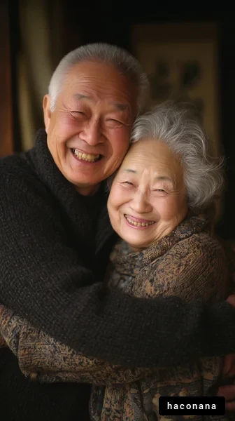 幸せな老夫婦の笑顔