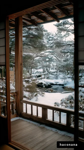 雪景色の日本庭園