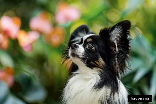花の中の可愛い犬