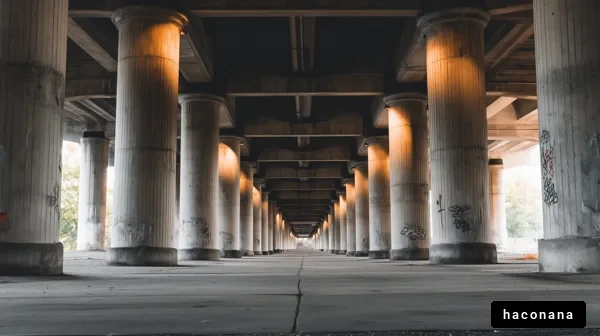 道路下の柱と影