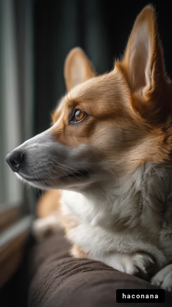 窓辺でくつろぐ犬の横顔