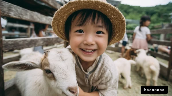 子供とヤギのふれあい
