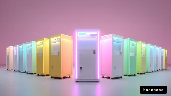 カラフルな冷蔵庫の列