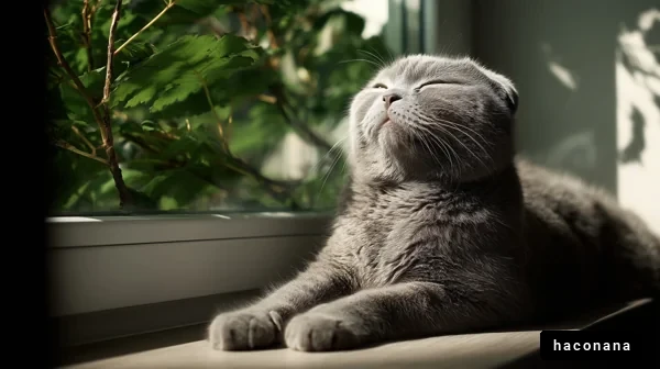 窓辺での日向ぼっこ猫