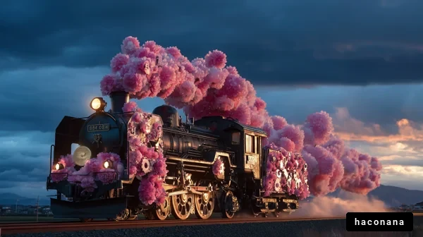 花で飾られた列車の風景
