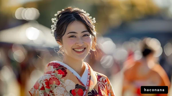 笑顔の着物姿女性