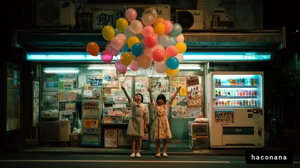 色とりどりの風船と子供