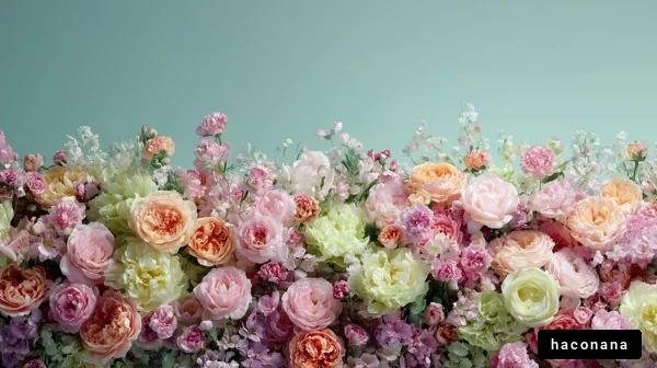 色とりどりの花々の壁