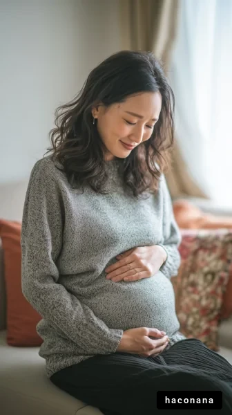 妊娠中の微笑む女性