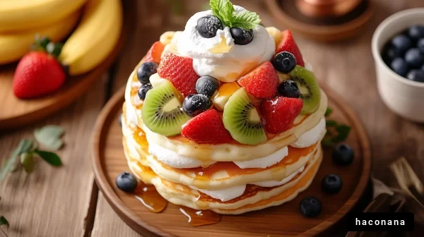 フルーツたっぷりのパンケーキ