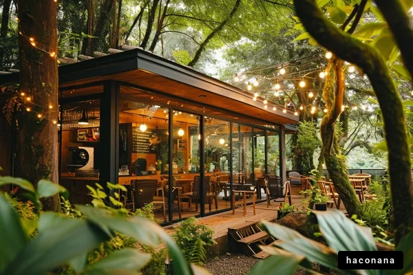 自然に囲まれたカフェ