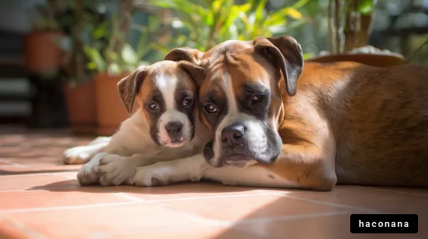 親子犬の穏やかなひと時