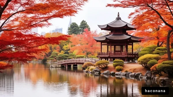 紅葉の美しい庭園風景