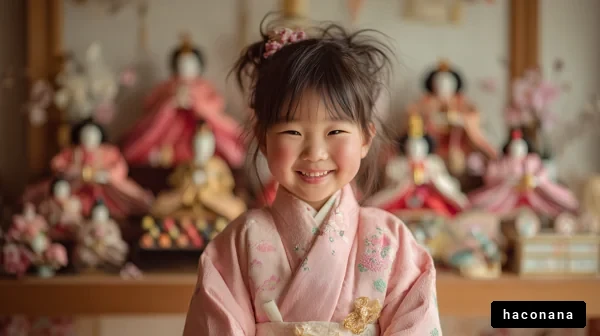 ひな祭りを楽しむ子供