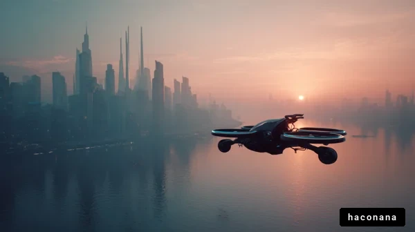 未来的な都市の夕景