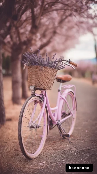 春の自転車と風景