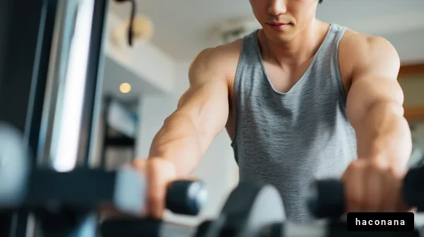 ジムでトレーニング中の男性