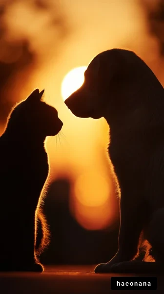 猫と犬のシルエット