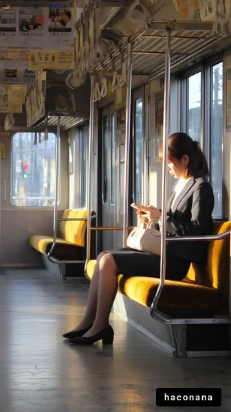 通勤中の女の人