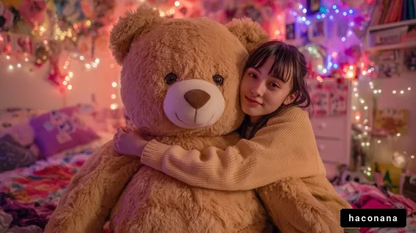 クマのぬいぐるみと少女